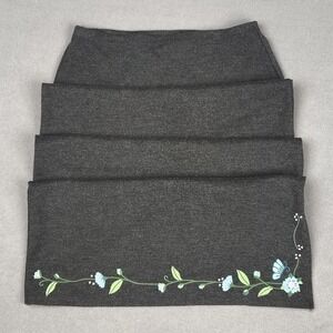 Vintage Y2K GAP Maxi Skirt Large Gray Floral Embroidered Soft Girl Dated 2000 EC